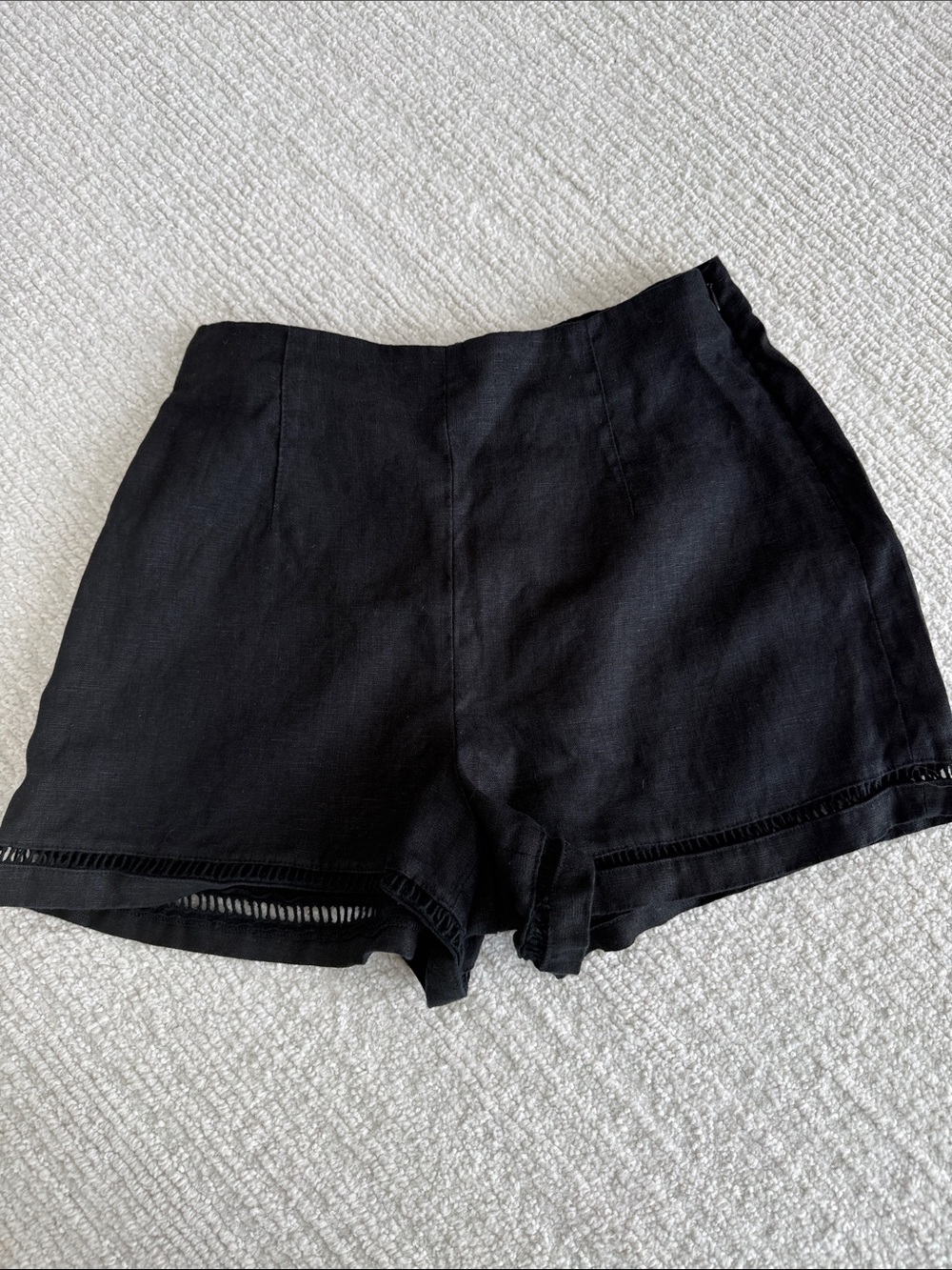 Banana Republic Black High-Waist Linen-Blend Shorts